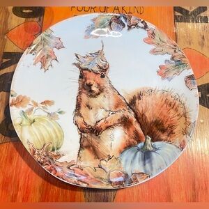 Southern Living Dillards Festive Fall Heirloom Squirrel & Pumpkin Round Platter